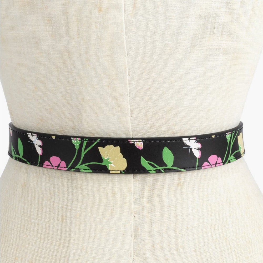 Kate Spade Reversible Belt Size Small in Black Floral Print NWT - Picture 4 of 6